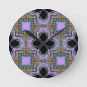 Blommönstret Moroccan Geometric Rund Klocka