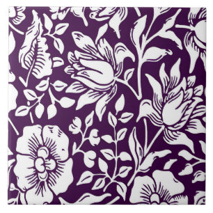 Blommönstret Morris Vintage Lila & White Kakelplatta