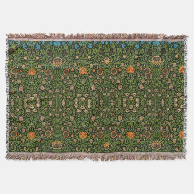 Blommönstret Morris Vintage Violet och Columbine Filt (Framsidan)