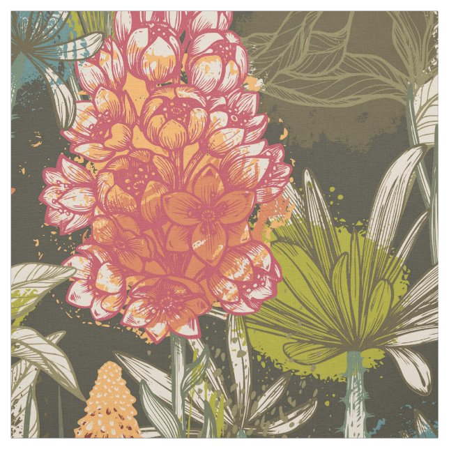 Blommönstret multifärgad Mörk Afrikas Abstrakt Tyg (Provkarta)