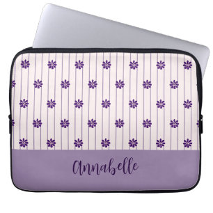 Blommönstret Namn Modern & Violet Rand Laptop Fodral