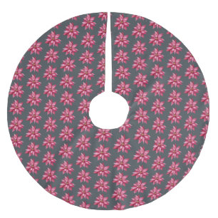 Blommönstret Off-Black, Jul Red Poinsetta Julgransmatta Borstad Polyester