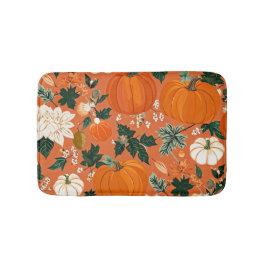 Blommönstret orange Boho Pumpkin Autumn Badrumsmatta