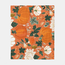 Blommönstret orange Boho Pumpkin Autumn Fleecefilt
