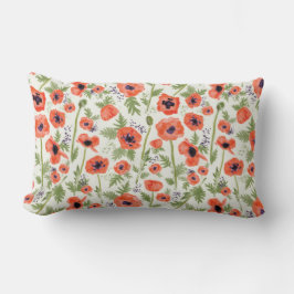 Blommönstret Orange för högvattenfärgsskikt Lumbarkudde