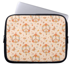 Blommönstret orange Peace Laptop Fodral