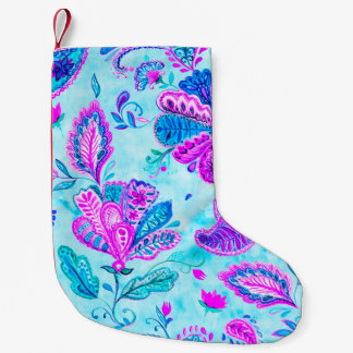 Blommönstret Paisley med vattenfärg: blommor, f Liten Julstrumpa