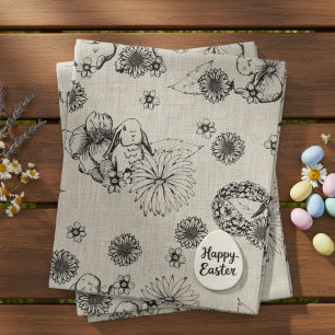 Blommönstret påsk Fabric Bunny Vår Tyg