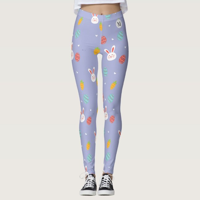 Blommönstret Påskhare Egg Hunt Kärlek Leggings (Framsida)