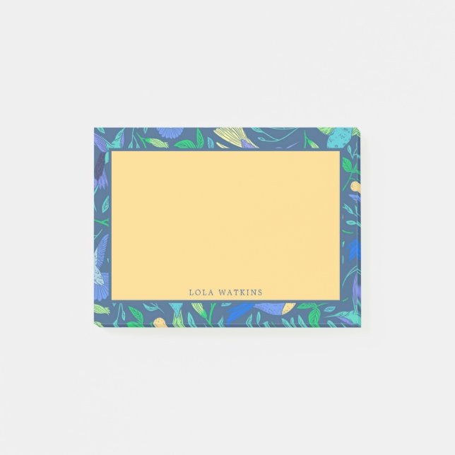 Blommönstret Periwinkle Birds and Flowers Post-it Block (Framsida)