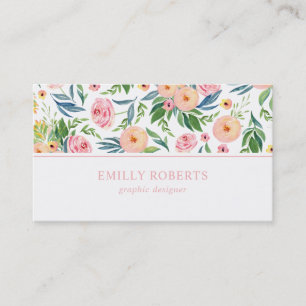 Blommönstret persikor och rosa peonies visitkort