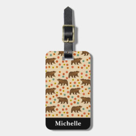Blommönstret personlig Bear Bagagebricka
