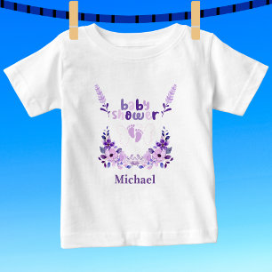 Blommönstret personlig Cute Baby Shower T Shirt