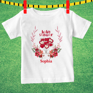 Blommönstret personlig Cute Baby Shower T Shirt