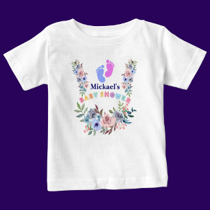 Blommönstret personlig Cute Baby Shower T Shirt