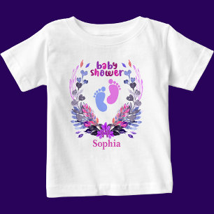 Blommönstret personlig Cute Baby Shower T Shirt