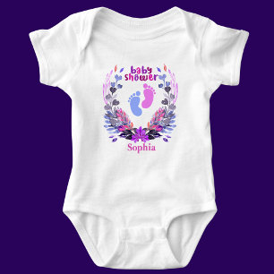 Blommönstret personlig Cute Baby Shower T Shirt