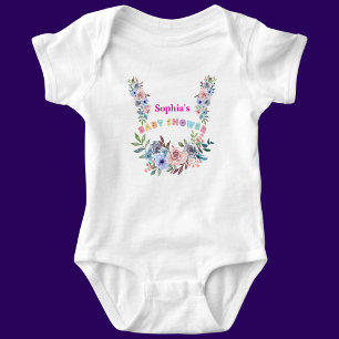 Blommönstret personlig Cute Baby Shower T Shirt