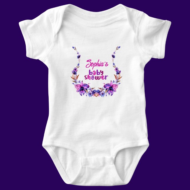 Blommönstret personlig Cute Baby Shower T Shirt (Skapare uppladdad)