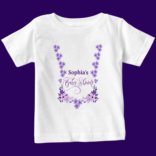 Blommönstret personlig Cute Baby Shower T Shirt (Skapare uppladdad)