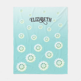 Blommönstret personlig Light Blue Fleecefilt