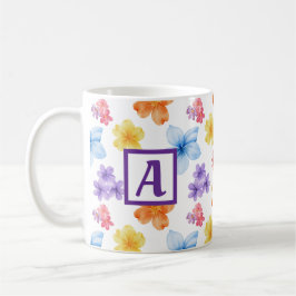 Blommönstret personlig Monogram Kaffemugg