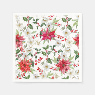 Blommönstret Poinsettia och Paperwhite jul Pappersservett