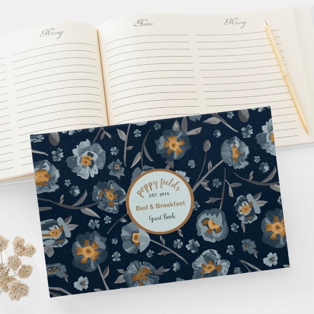 Blommönstret Poppies Gästböcker (Poppies Floral Pattern Guest Book from Studio Posies.)