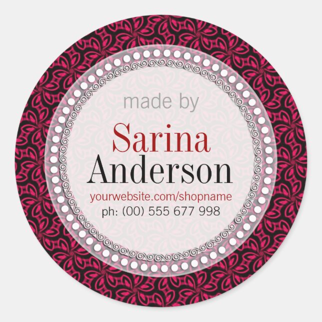 Blommönstret Red Black tillverkat av etiketter (Framsida)