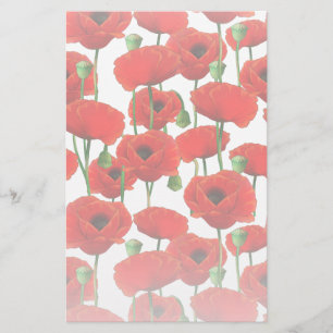 Blommönstret Red Poppies Brevpapper