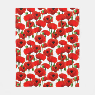 Blommönstret Red Poppies Fleecefilt