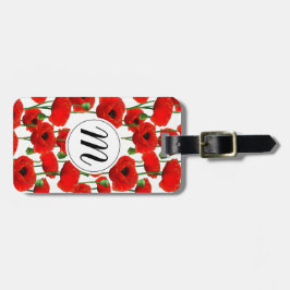 Blommönstret Red Poppies och Monogram Bagagebricka