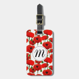 Blommönstret Red Poppies och Monogram Bagagebricka