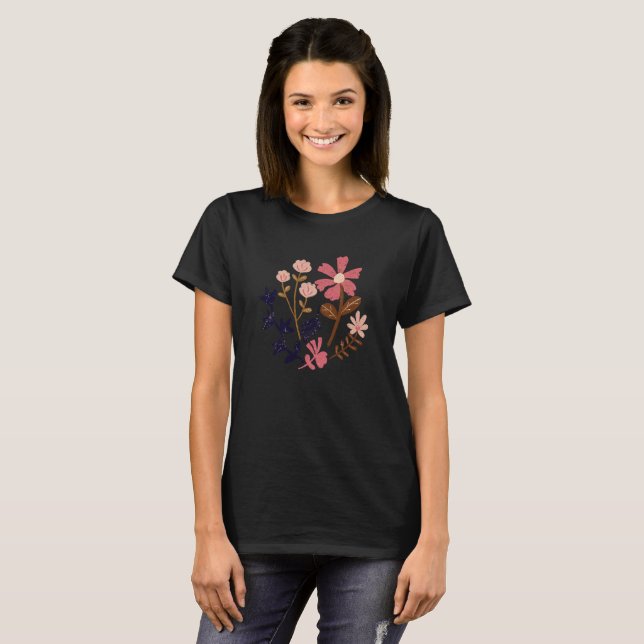 Blommönstret Retro Bloom T Shirt (Hel framsida)