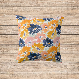 Blommönstret Retro för vattenfärg Kudde