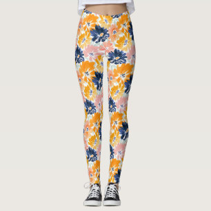 Blommönstret Retro för vattenfärg Leggings