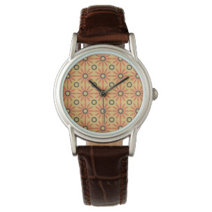 Blommönstret Retro Orange och Black Cute Abstrakt Armbandsur