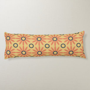 Blommönstret Retro Orange och Black Cute Abstrakt Kroppskudde