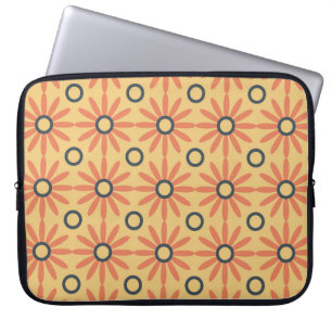 Blommönstret Retro Orange och Black Cute Abstrakt Laptop Fodral