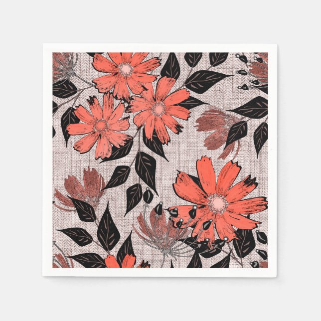 Blommönstret Retro. Pappersservett (Framsidan)