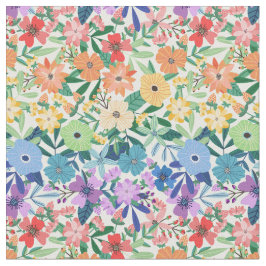Blommönstret Retro Rainbow Flowers Tyg