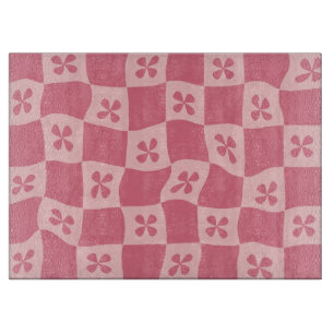 Blommönstret Retro Rosa Checkated
