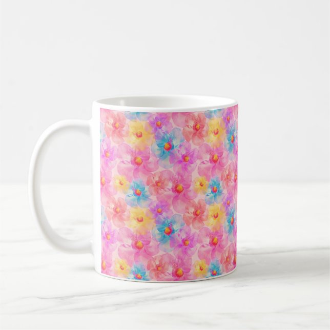 Blommönstret Retro Watercolor Kaffemugg (Vänster)