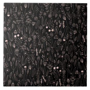 Blommönstret ro Guld Kakelplatta