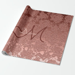 Blommönstret Ro Guld Monogram Elegant Snyggt  Presentpapper
