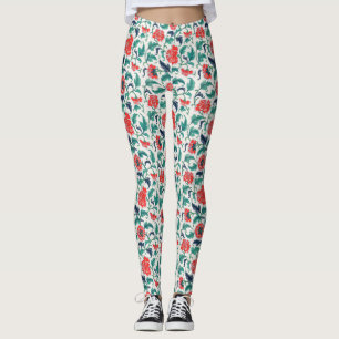 Blommönstret Röd och Grönt Leggings