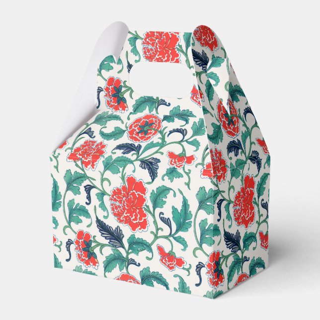 Blommönstret Röd och Grönt Presentaskar (Framsidan Sidan)