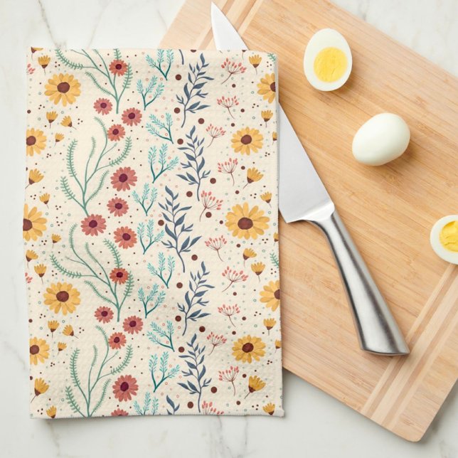 Blommönstret roligt Chic Modern Daisy Kökshandduk (Skapare uppladdad)