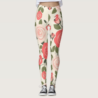 Blommönstret Romantic Rosa ros Leggings