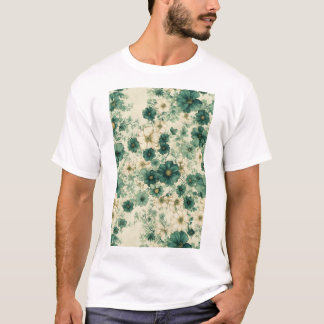 Blommönstret Romantisk Grönt och vit vattenfärg T Shirt